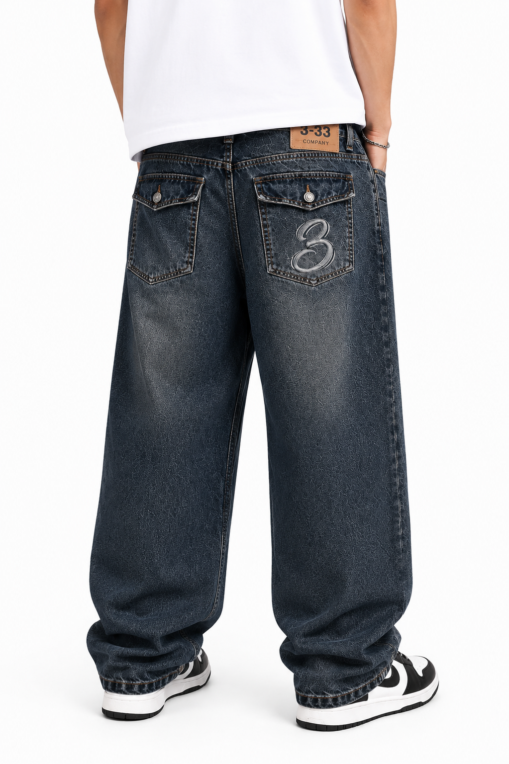 Jean Baggy Azul Oscuro Bolsillos con Solapa