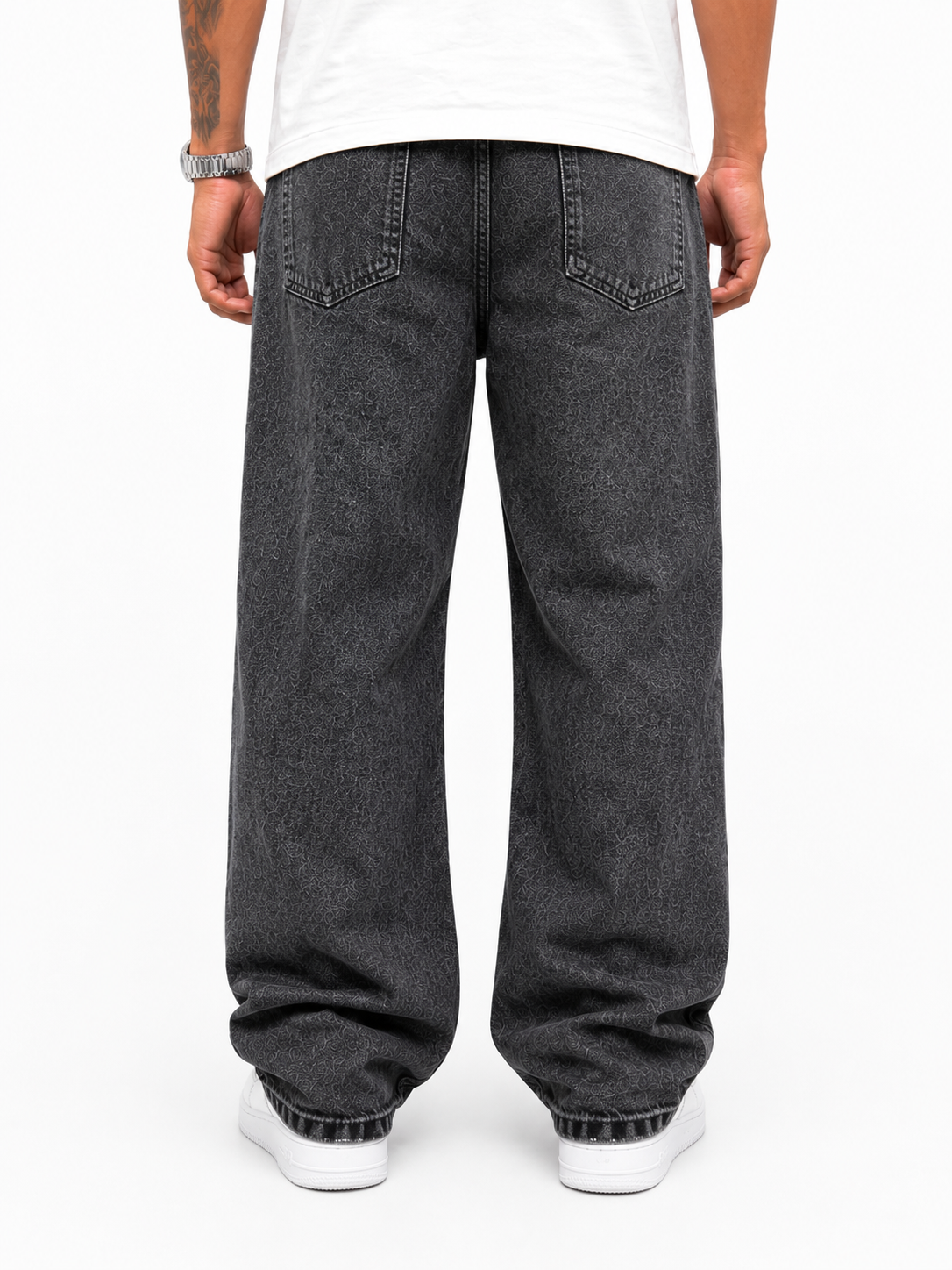 Jean Baggy Gris Oscuro Destroyed