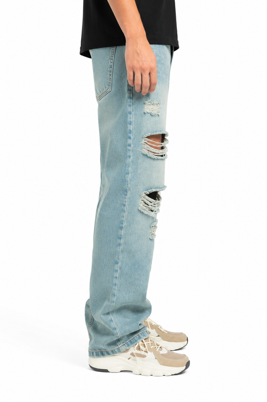 Jean Baggy Verde Jaspe Destroyed