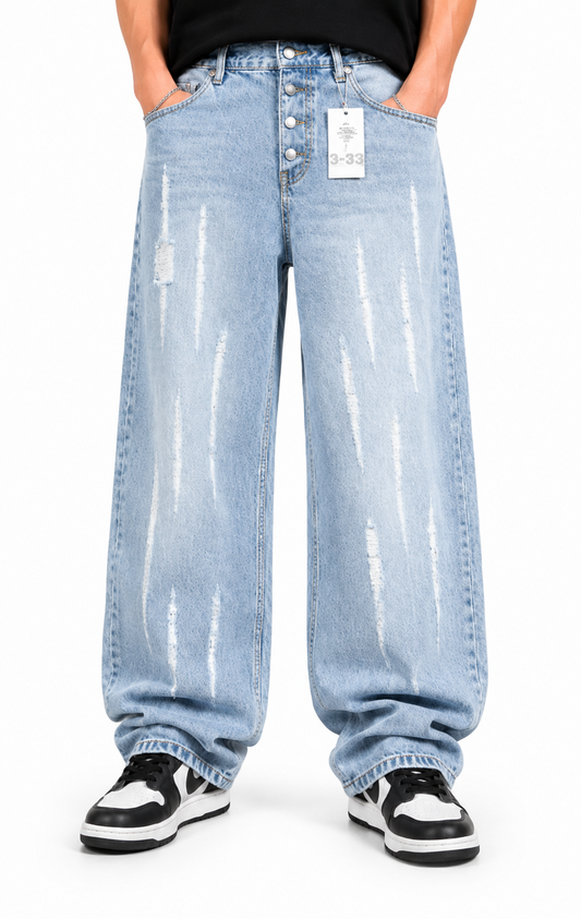 Jean Baggy Azul Claro Botones Expuestos