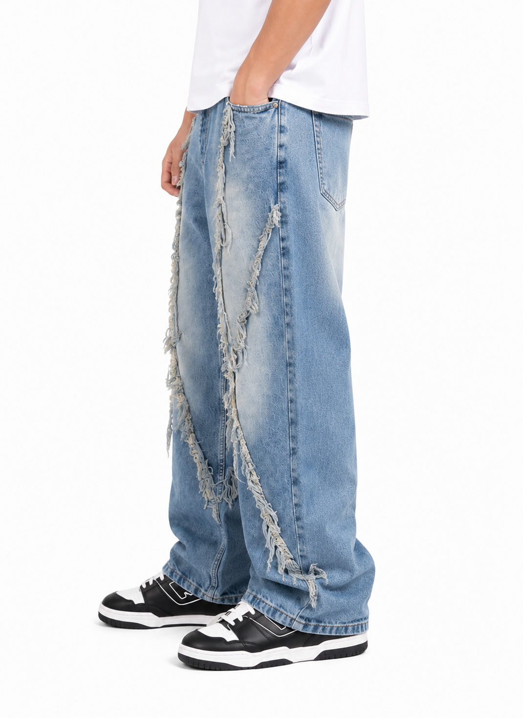 Jean Baggy Azul Claro Flecos X