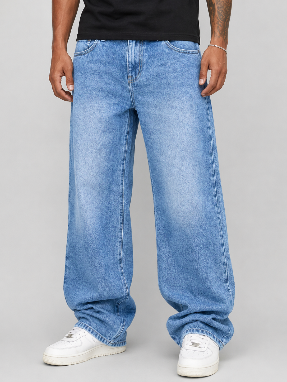 Jean Baggy Oversize Azul Claro Desgastado