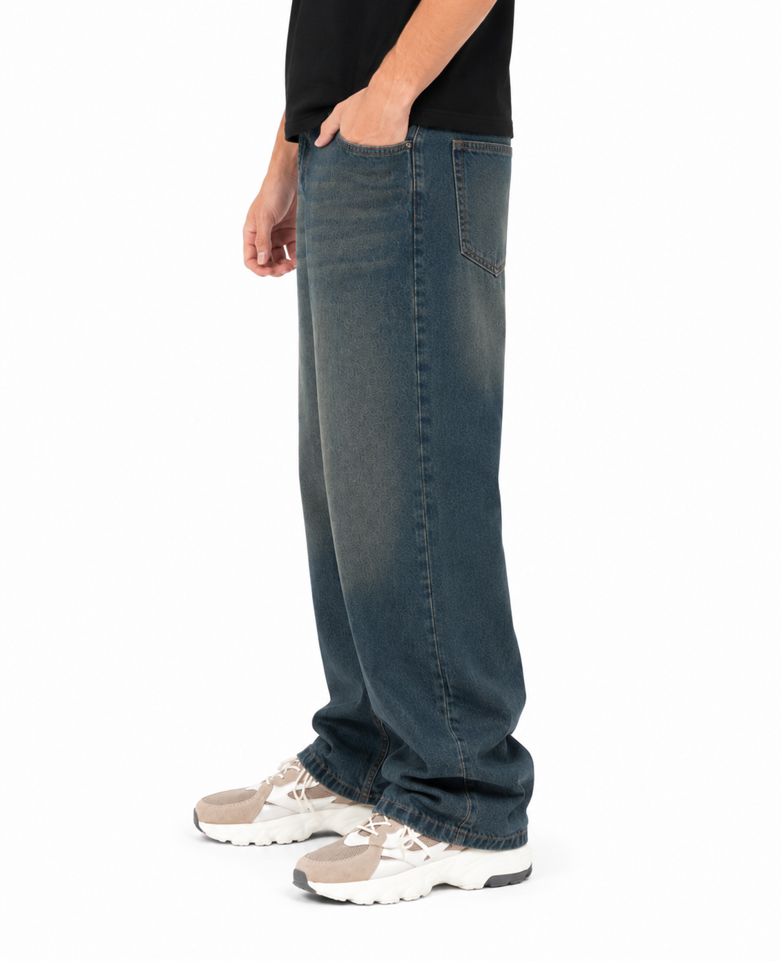 Jean Baggy Azul Oscuro Dirty Wash