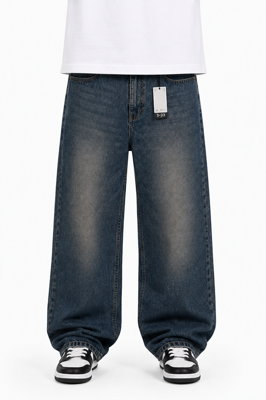 Jean Baggy Azul Oscuro Bolsillos con Solapa