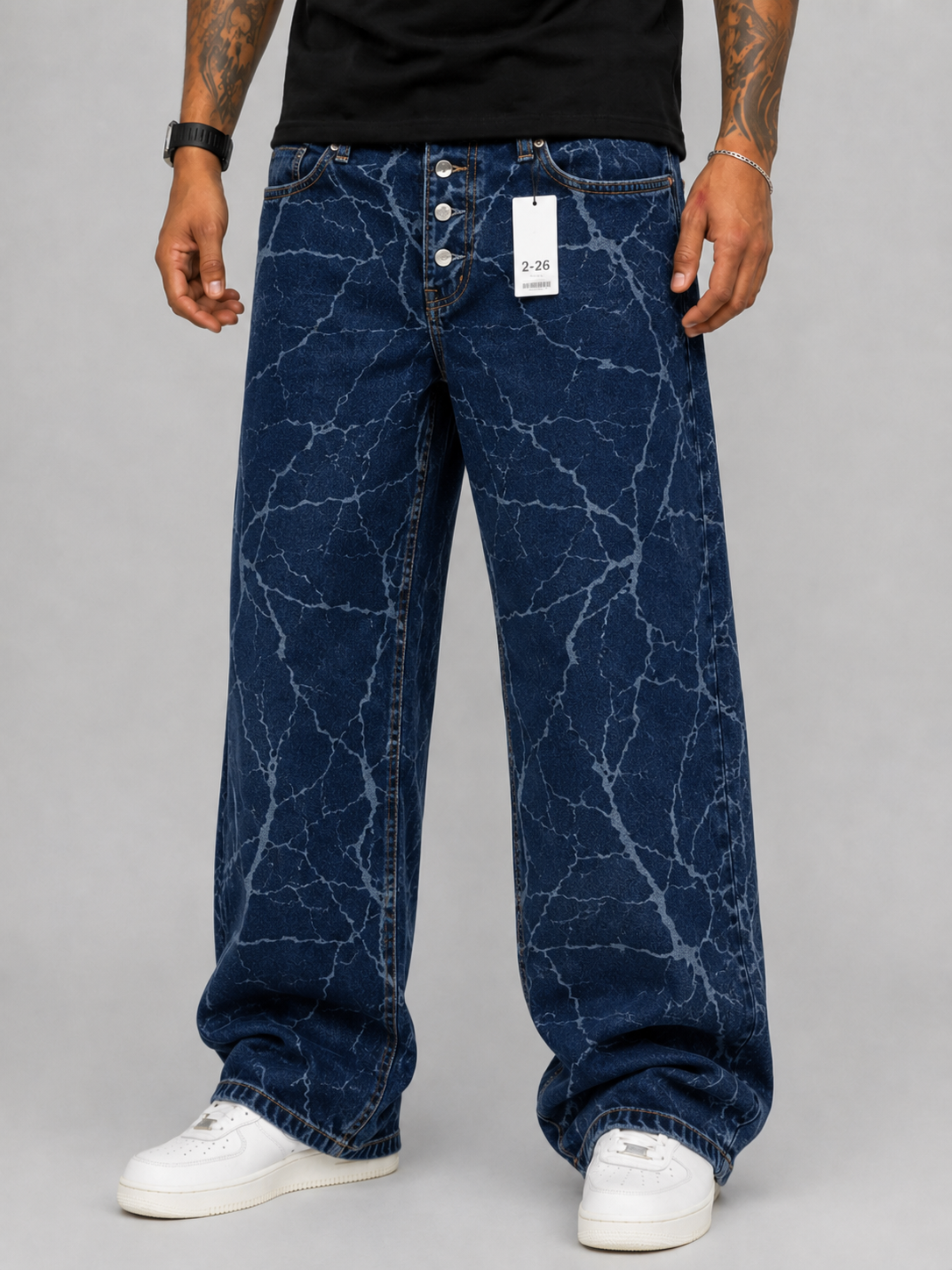 Jean Baggy Azul Oscuro Láser Rayos