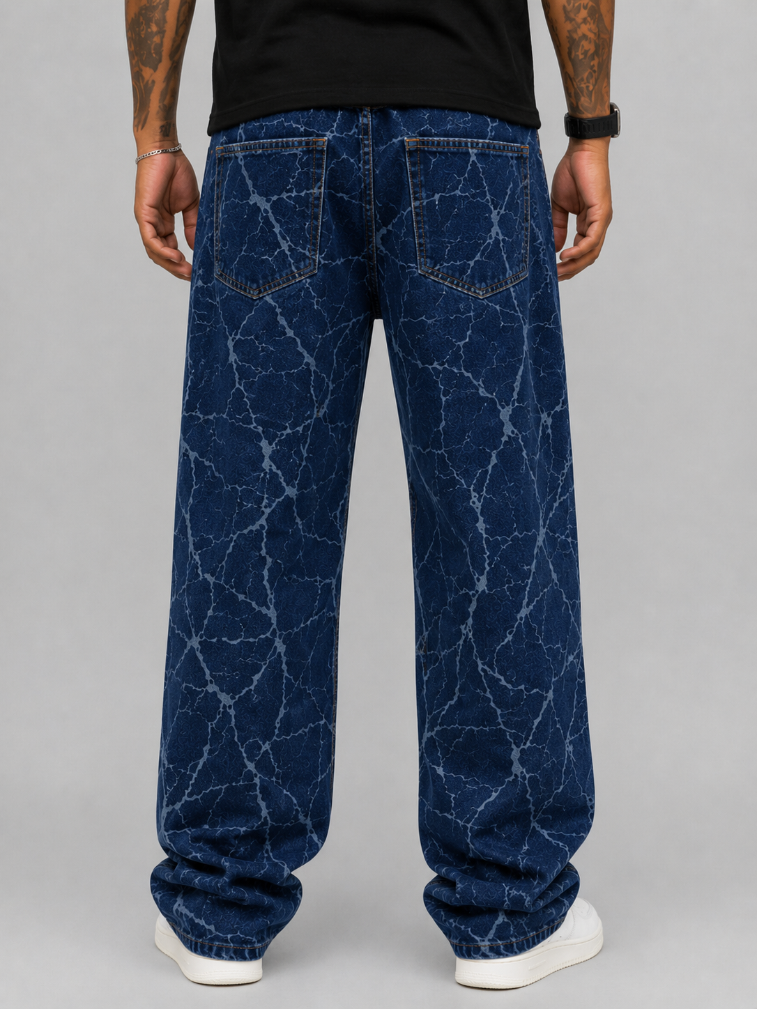 Jean Baggy Azul Oscuro Láser Rayos