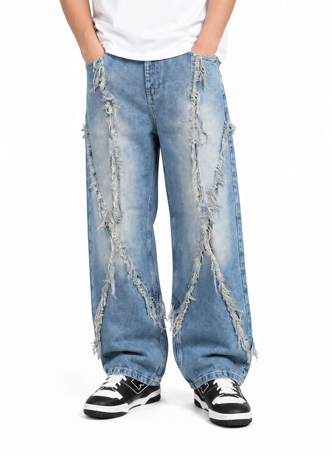 Jean Baggy Azul Claro Flecos X