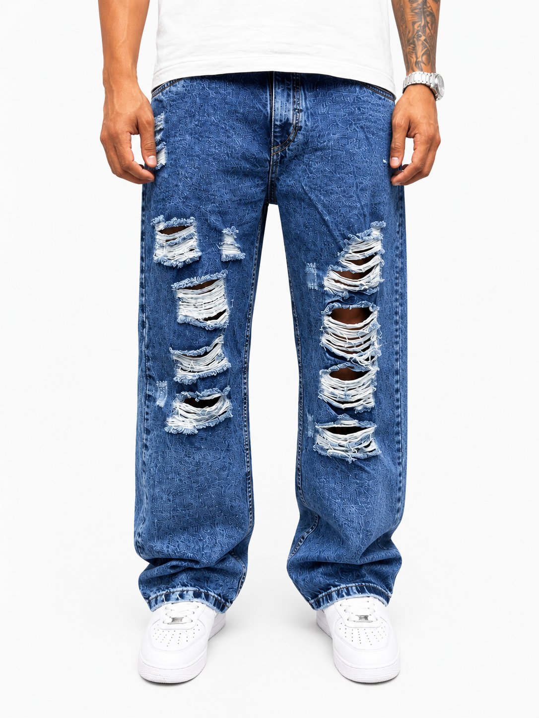 Jean Baggy Azul Stone Destroyed