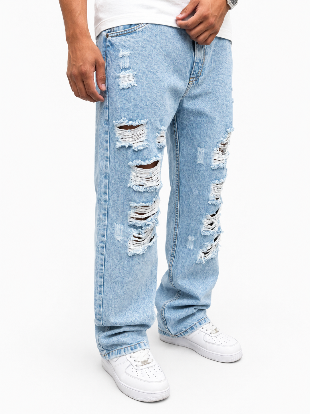 Jean Baggy Azul Claro Destroyed