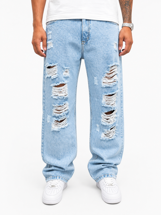 Jean Baggy Azul Claro Destroyed
