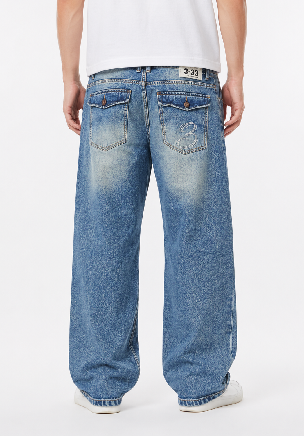 Jean Baggy Azul Desgastado Efecto Whiskers