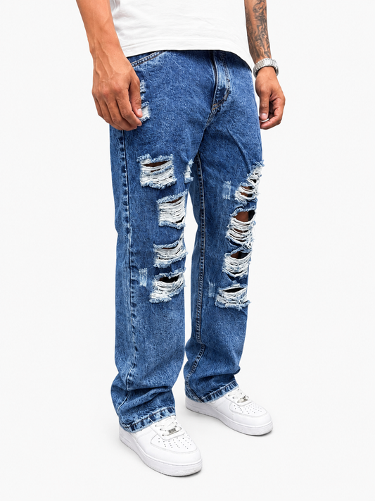 Jean Baggy Azul Stone Destroyed