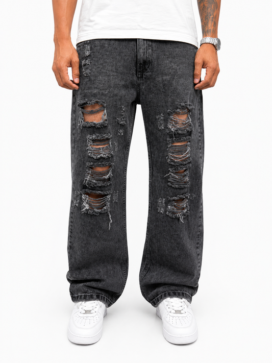 Jean Baggy Gris Oscuro Destroyed