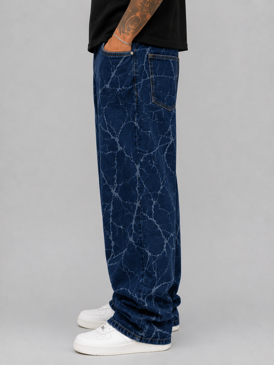 Jean Baggy Azul Oscuro Láser Rayos