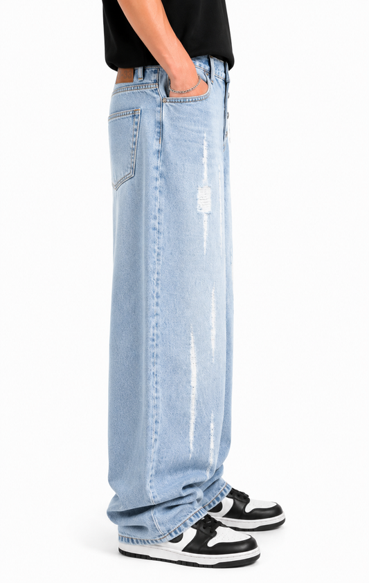 Jean Baggy Azul Claro Botones Expuestos