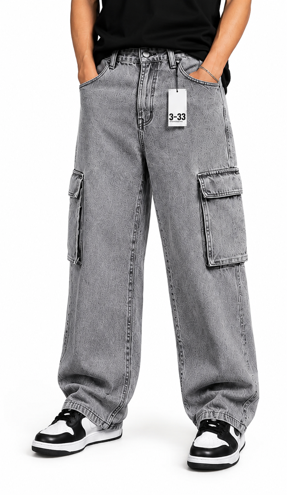 Jean Cargo Gris Medio