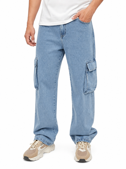 Jean Cargo Oversize Azul Medio