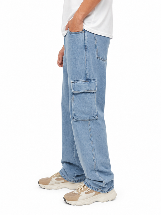Jean Cargo Oversize Azul Medio