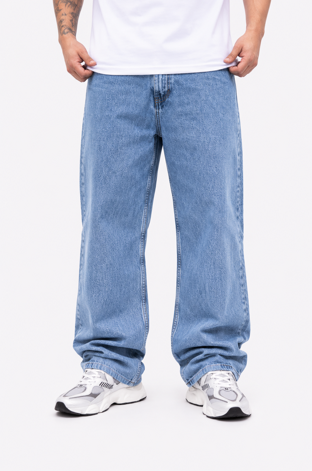Jean Oversize Rígido Fros Azul Claro
